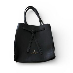 Nanette Lepore black faux leather tote bag with bow